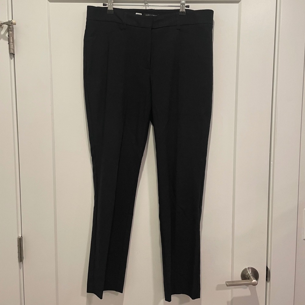 Mario Serrani Italy Black Slim Leg Dress Pants Womens Size 12 Textured Trousers